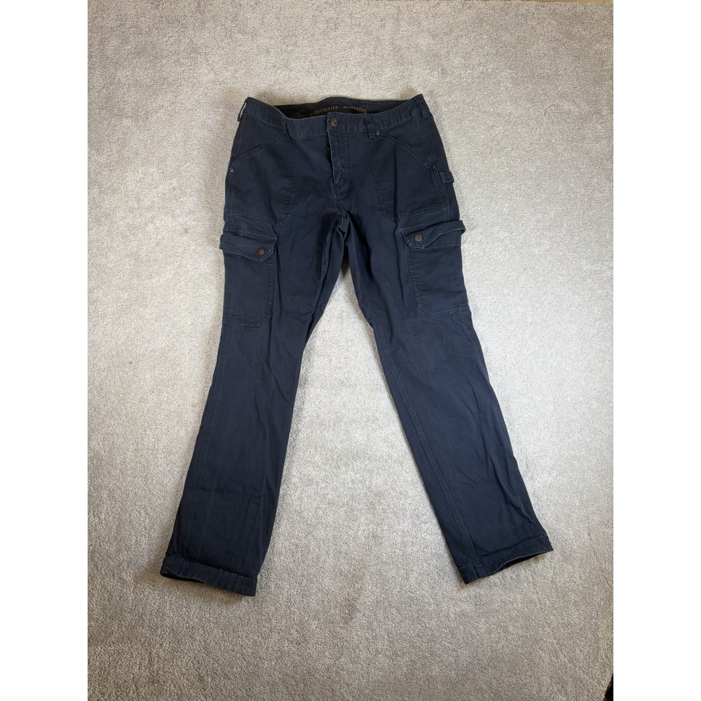 Duluth Trading Flex Fire Hose Slim Leg Cargo‎ Jeans Womens 12x31 Navy